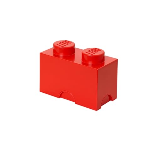 Room Copenhagen, Lego Storage Brick Box - Stackable Storage Solution - Brick 2, Bright Red (L4002R)