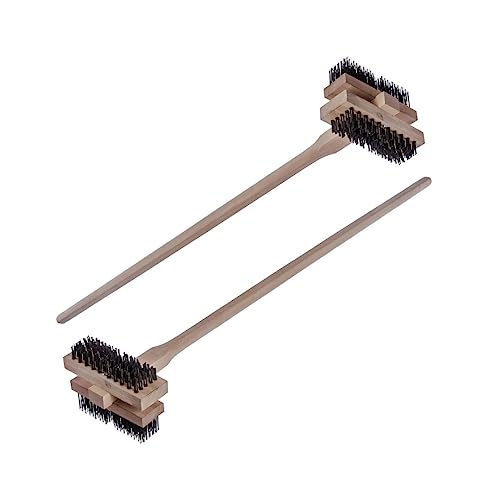 Carlisle FoodService Products Stainless Steel Double Broiler King Grill Brush with Handle, 48 Inches, (Pack of 2)