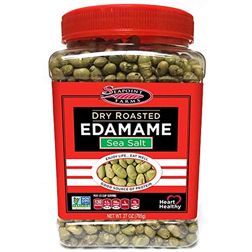 Seapoint Farms Dry Roasted Edamame, Sea Salt, Vegan, Gluten-Free, Kosher, and Non-GMO, Crunchy Snack for Healthy Snacking, 27oz. Jar