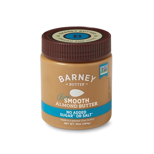 Barney Butter Almond Butter, Bare Smooth, 10 Ounce Jar, No Added Sugar or Salt, Skin-Free Almonds, No Stir, Non-GMO, Gluten Free, Keto, Paleo, Vegan