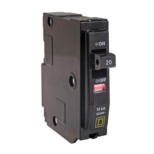 Square D Schneider Electric, QO120, Circuit Breaker 1P 20A, Black