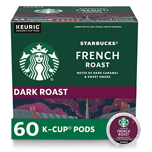 Starbucks K-Cup Coffee Pods, Dark Roast Coffee, French Roast for Keurig Brewers, 100zz Arabica, 6 boxes (60 pods total)