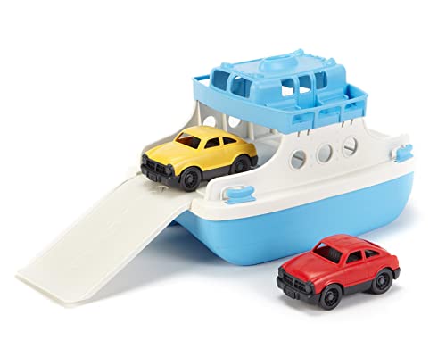 Green Toys Ferry Boat with Mini Cars Bathtub Toy, Blue_White, Standard