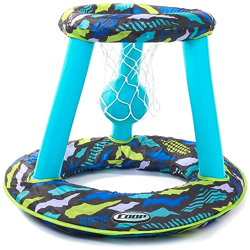 SwimWays COOP Hydro Spring Hoops, Pool Toy, Inflatable Pool Game Basketball Set