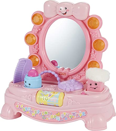 Fisher-Price Laugh & Learn Baby Toy, Magical Musical Mirror, Pretend Vanity Set with Light Sounds and Learning Songs for Infant to Toddler (Amazon Exclusive)