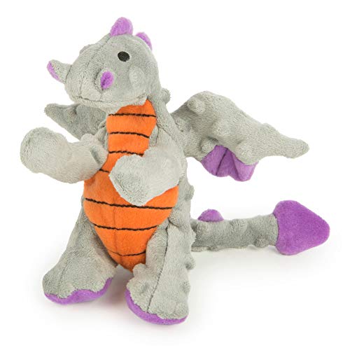 goDog Bubble Plush Dragons Squeaky Dog Toy, Chew Guard Technology - Gray, Small