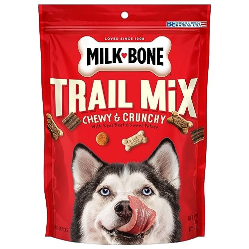 Milk-Bone Trail Mix Chewy & Crunchy Dog Treats, Real Beef & Sweet Potato, 9 Ounce (Pack of 6)