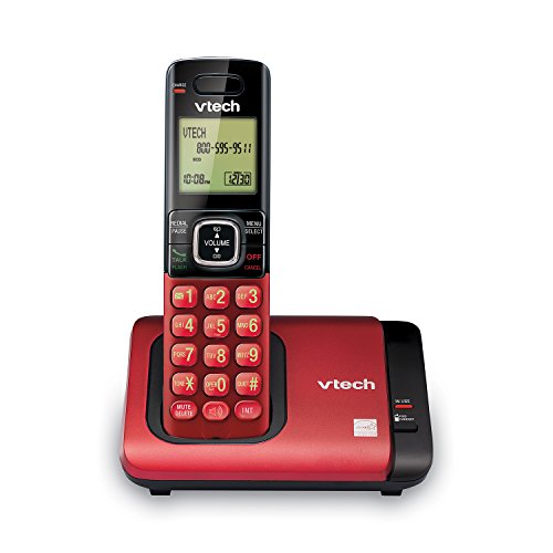 VTech CS6719-16 DECT 6.0 Phone with Caller ID_Call Waiting, 1 Cordless Handset, Red