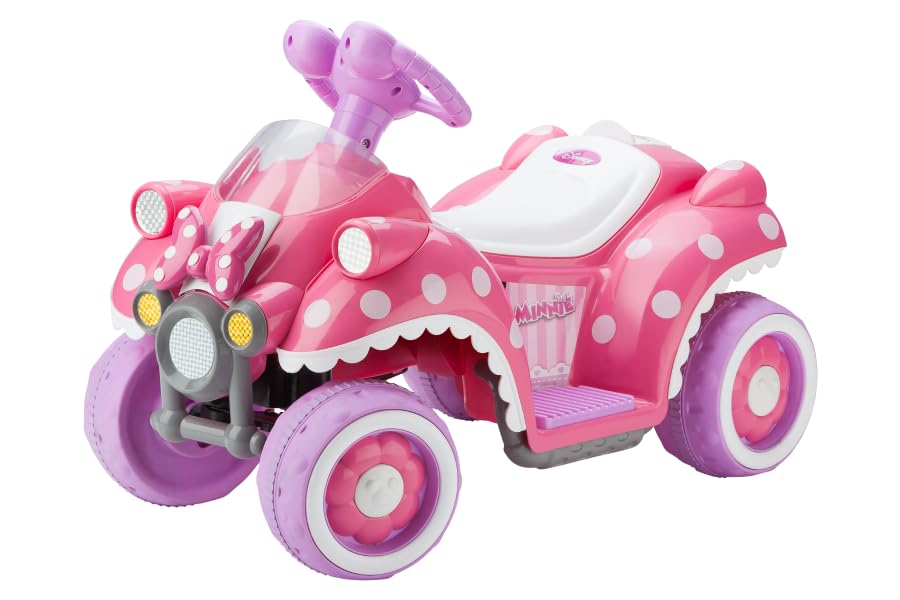 Kid Trax Toddler Disney Minnie Mouse Quad Ride-On, 6V Battery and Charger Included, Kids 1.5-3 Years Old, Max Weight 45 Pounds, Pink