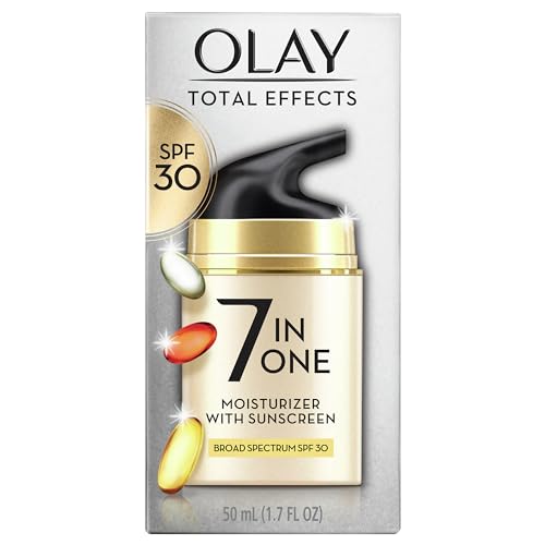 Olay Facial Moisturizing Lotion SPF 30 Total Effects for Dry Skin, 7 Benefits including Minimize Pores, Anti-Aging, 1.7 oz