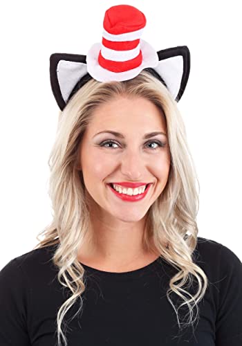 Elope Dr. Seuss Cat in The Hat Costume Ears Headband with Stovepipe Hat Standard Red