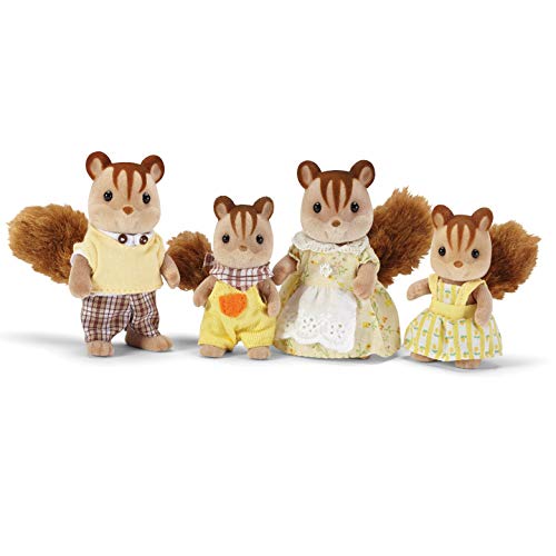 Calico Critters Walnut Squirrel Family - Set of 4 Collectible Doll Figures for Children Ages 3+