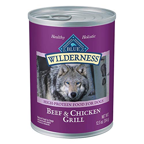 Blue Buffalo Wilderness High Protein, Natural Adult Wet Dog Food, Beef & Chicken Grill 12.5-oz cans (Pack of 12)