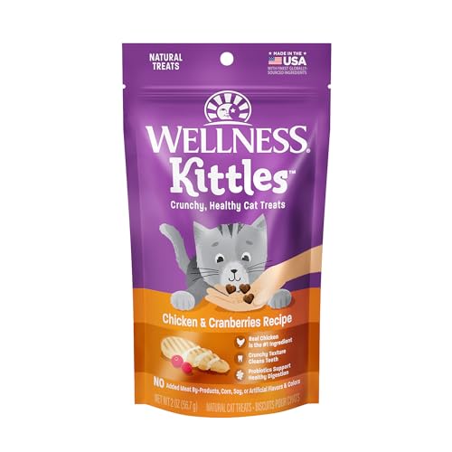 Wellness Kittles Crunchy Natural Grain Free Cat Treats, Chicken & Cranberries Recipe, All Life Stages, 2-Ounce Bag