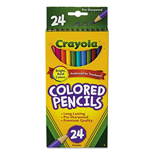 Crayola 684024 Long Barrel Colored Woodcase Pencils, 3.3 mm, 24 Assorted Colors_Set