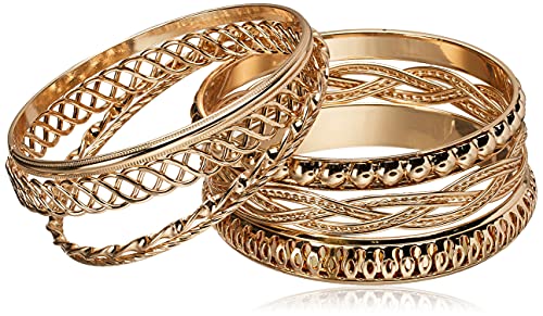 GUESS "Basic" Gold 7 Piece Mixed Bangle Bracelet