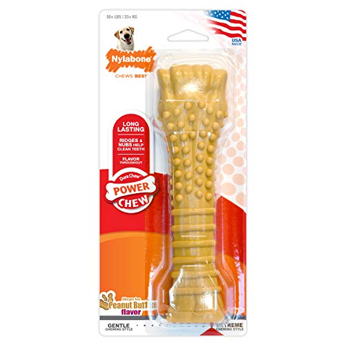 Nylabone Power Chew Textured Femur Bone Chew Toy for Dog, Indestructible Dog Toys for Aggressive Chewers Large Breed, Peanut Butter Flavor, X-Large_Souper (1 Count)