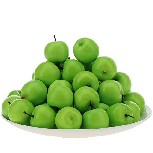 Gresorth 30pcs Mini Artificial Green Apple Decoration Fake Fruit Home Party Kitchen Food Toy Display - 3.5 cm