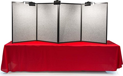 Trade Show Presentation Board, 4 Panels Fit 8-Foot Table, Double Sided, Choose with or Without Lights