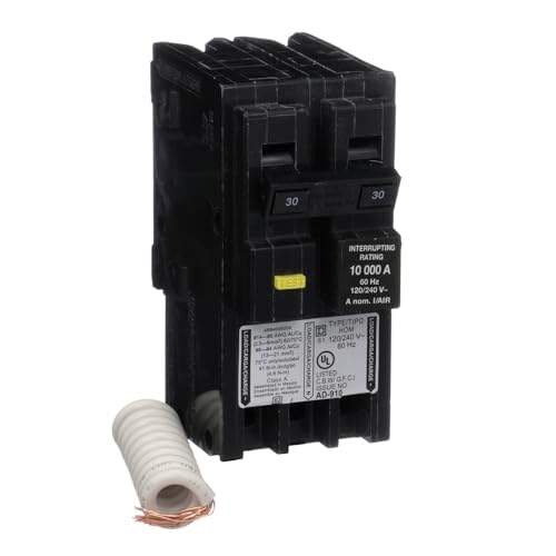 Square D - HOM230GFIC Homeline Circuit Breaker, 30-Amp, 120_240V, 2-Pole, GFCI, Plug-In Mount