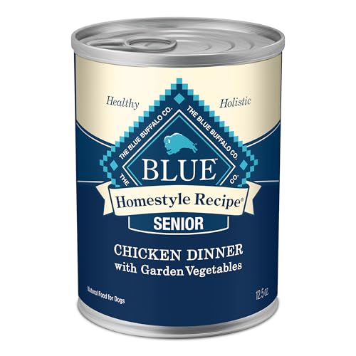 Blue Buffalo Homestyle Recipe Senior Wet Dog Food, Made with Natural Ingredients, Chicken Dinner with Garden Vegetables, 12.5-oz. Cans (12 Count)