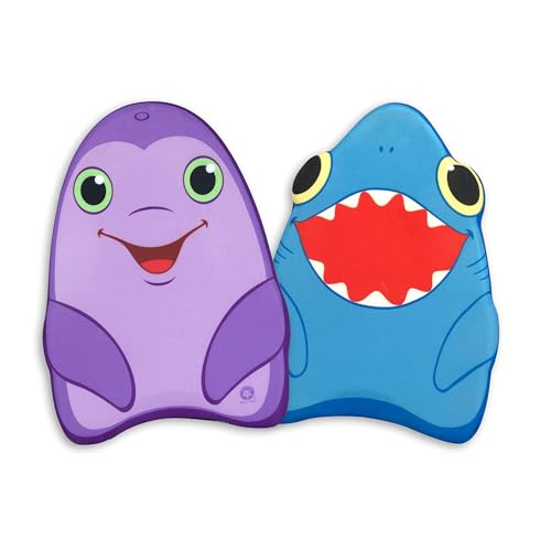 Melissa & Doug Sunny Patch Dolphin and Shark Kickboards - Learn-to-Swim Pool Toys (Set of 2) Red, Blue, Purple