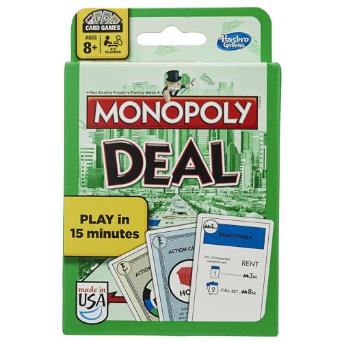 Hasbro Gaming Monopoly Deal Card Game, Quick-Playing Card Game for 2-5 Players, Game for Families and Kids, Ages 8 and Up (Amazon Exclusive)