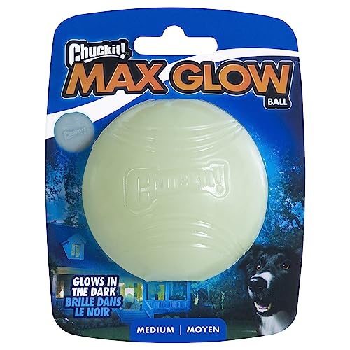 Chuckit Max Glow Ball Dog Toy, Medium (2.5 Inch Diameter) for dogs 20-60 lbs, Pack of 1