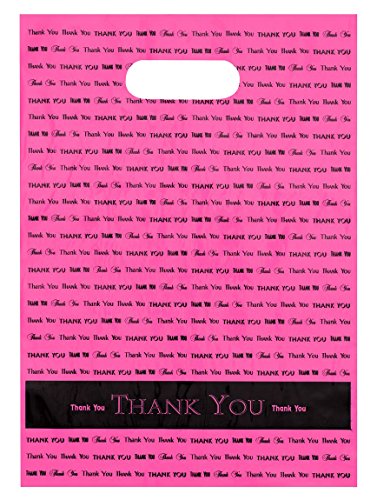 Bags Direct 9x12 Hot Pink Thank You Die Cut Handle Plastic Bags 50_cs Brand