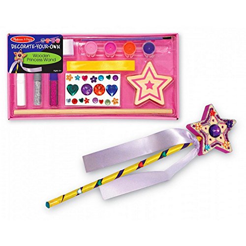 Melissa & Doug Created By Me! Paint & Decorate Your Own Wooden Princess Wand Craft Kit, Pink - Great For Rainy Days, Toys For Kids Ages 4+