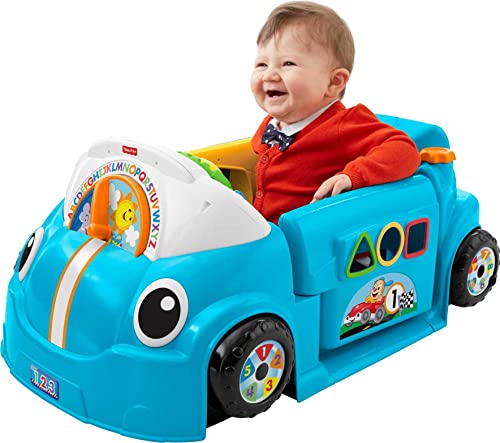 Fisher-Price Laugh & Learn Baby Activity Center, Crawl Around Car, Interactive Playset with Smart Stages for Infants & Toddlers, Blue (Amazon Exclusive)