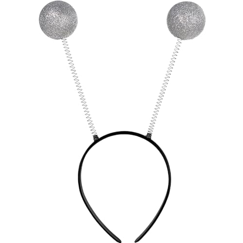 Bold & Shiny Silver Martian Antenna Head Bopper For Kids - 1 Pc - Unisex Costume Accessory, Dazzlin & Adorable - Perfect For Galactic-Themed Events & Intriguing Fun, One Size Fits All