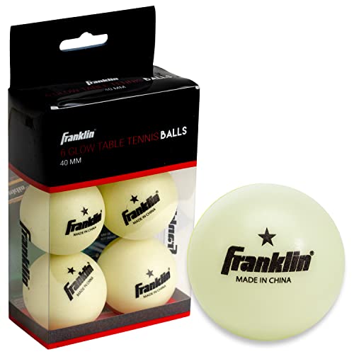 Franklin Sports Glow in The Dark Ping Pong Balls - Official Size + Weight 40mm Table Tennis Balls - One Star Glow in The Dark Ping Pong Balls - Durable High Performance Balls - Green - 6 Pack