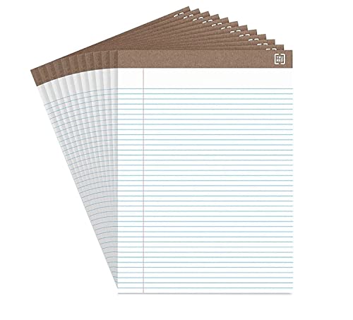 STAPLES 100zz Recycled 8 1_2" x 11 3_4", White, Perforated Notepads, Narrow Ruled, 12_Pack