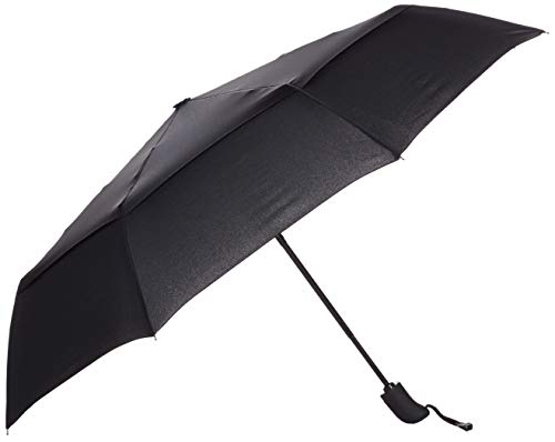 Amazon Basics Automatic Travel Small Compact Umbrella With Wind Vent, Black, One Size