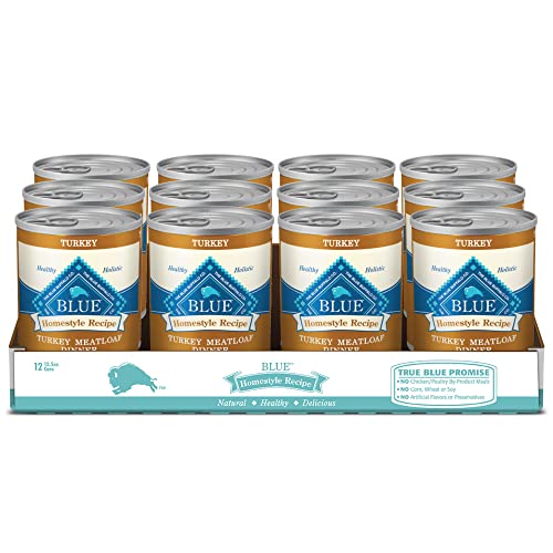 Blue Buffalo Homestyle Recipe Natural Adult Wet Dog Food, Turkey Meatloaf 12.5 oz cans (Pack of 12)