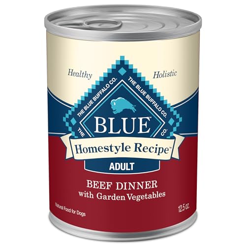 Blue Buffalo Homestyle Recipe Adult Wet Dog Food, Made with Natural Ingredients, Beef Dinner With Garden Vegetables, 12.5-oz. Cans (Pack of 12)