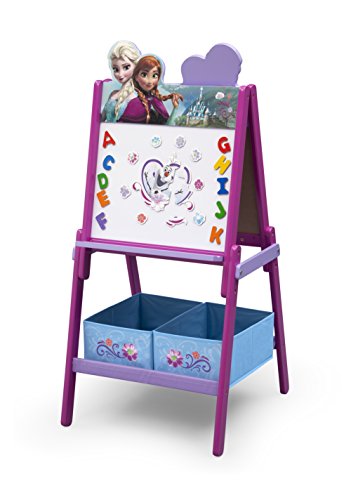 Delta Children Wooden Double-Sided Kids Easel with Storage -Ideal for Arts & Crafts, Drawing, Homeschooling and More, Disney Frozen