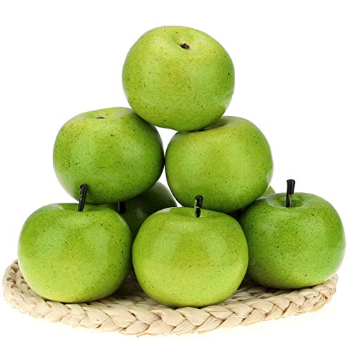 Gresorth 6pcs Lifelike Artificial Green Apple Faux Fake Apples Fruit Home House Kitchen Cabinet Decoration