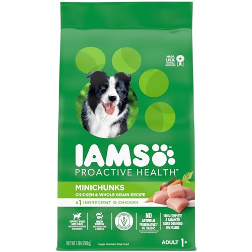 IAMS Adult Minichunks Small Kibble High Protein Dry Dog Food with Real Chicken, 7 lb. Bag