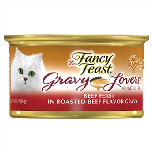 Fancy Feast Classic Gravy Lovers Beef in a Roasted Beef Flavor Gravy Wet Cat Food, 85 g (Pack of 24)