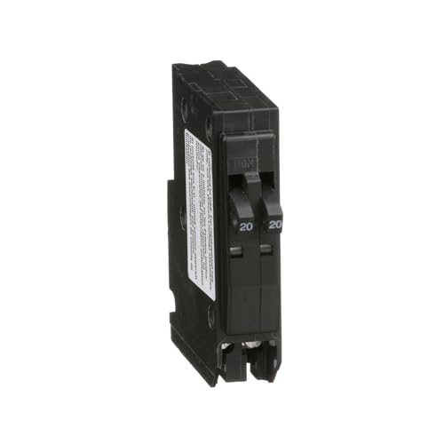 Square D - Tandem Mini Circuit Breaker, QO, 1 Pole at 20A, 120_240VAC, 10kA, Plug in Mount, Clam Pack - QO2020C