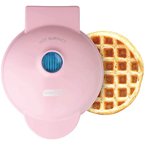 DASH Mini Maker for Individual Waffles, Hash Browns, Keto Chaffles with Easy to Clean, Non-Stick Surfaces, 4 Inch, Pink