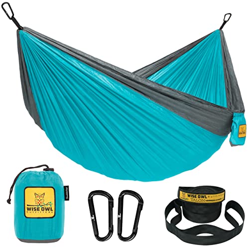 Wise Owl Outfitters Camping Hammock - Camping Essentials, Portable Hammock w_Tree Straps, Single or Double Hammock for Outside, Hiking, and Travel