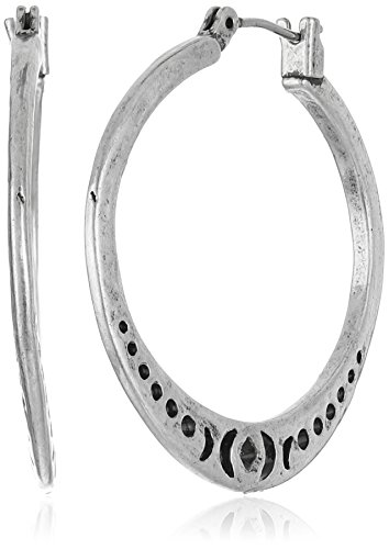 Lucky Brand Silver Floral Open Work Hoop Earrings