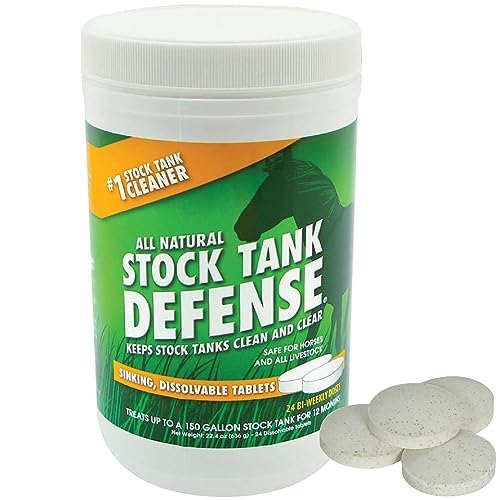 Airmax Stock Tank Defense, Livestock Water Trough Cleaner, Clean Drinking Tanks for Horse, Cattle, Goat & Chicken, Safe & Easy-to-Use Cleaning Tablet Treatment for Farming & Agricultural Use, 24 Tabs