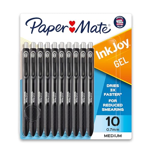 Paper Mate InkJoy Pens, Gel Pens, Medium Point (0.7 mm), Black, 10 Count