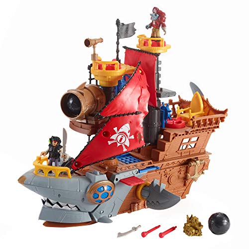 Fisher-Price Imaginext Shark Bite Pirate Ship, Playset with Pirate Figures and Accessories for Preschool Kids Ages 3 to 8 Years