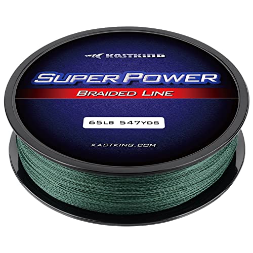 KastKing Superpower Braided Fishing Line,Moss Green,65 LB,(8 Strands),547 Yds