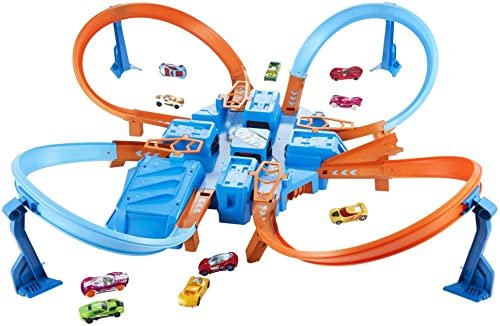 Hot Wheels Toy Car Track Set, Criss Cross Crash with 1:64 Scale Vehicle, Powered by a Motorized Booster (Amazon Exclusive)